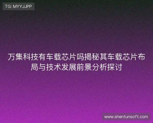 万集科技有车载芯片吗揭秘其车载芯片布局与技术发展前景分析探讨